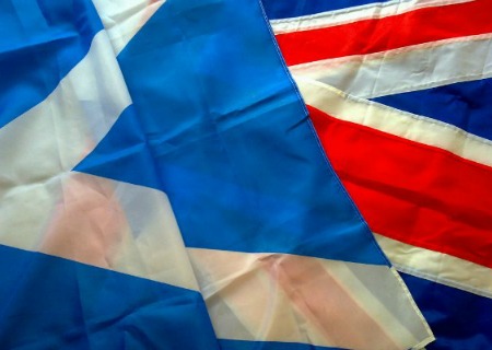 Scottish and British flags wide