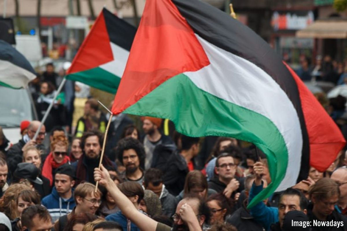 Palestine flag demonstration Image Nowadays
